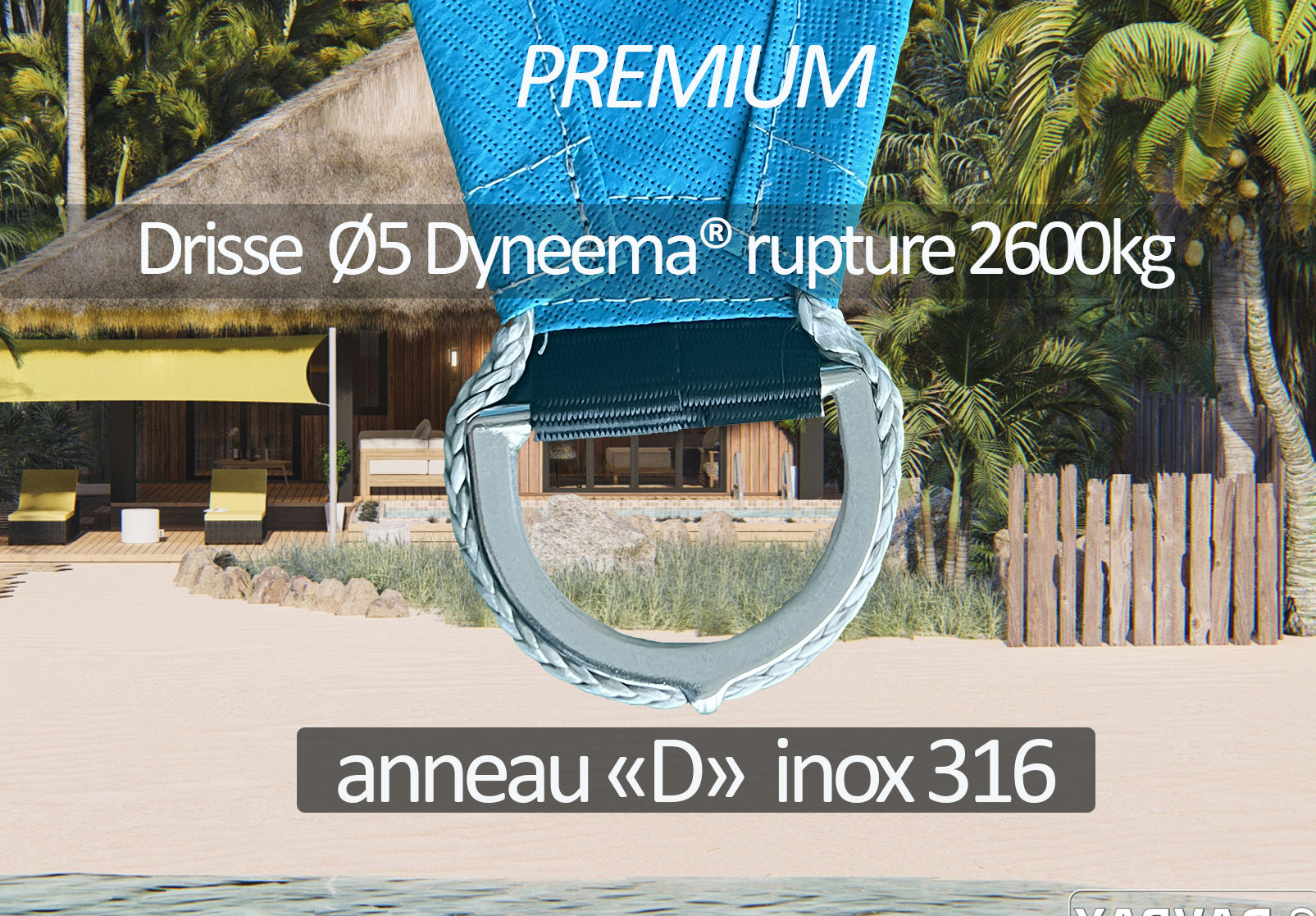 voile d'ombrage sur mesure avec finition premium